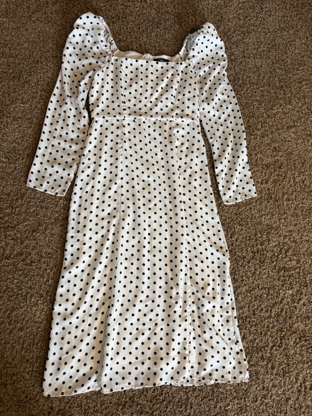 Lulus Polka Dot White Midi Dress